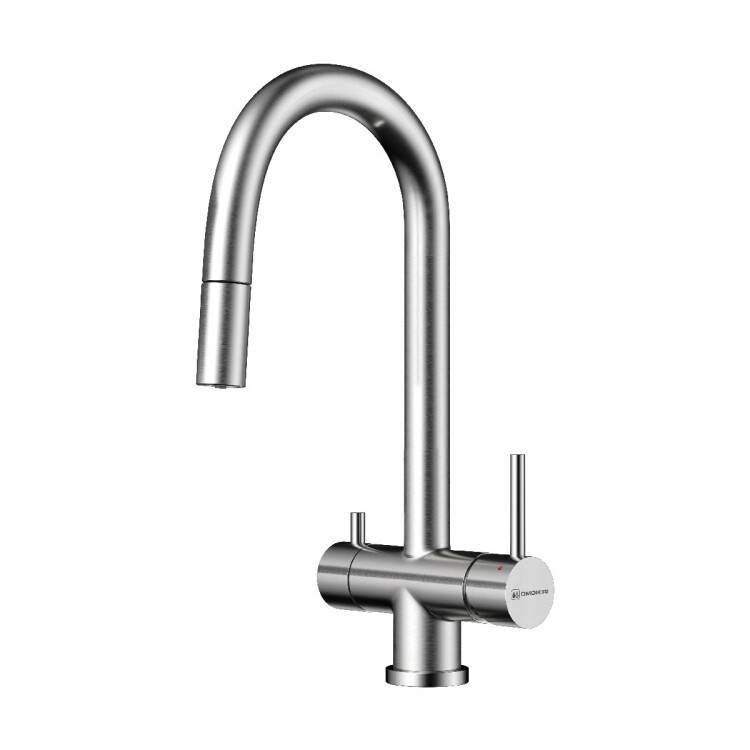 Смеситель для кухни OMOIKIRI Akita-S однорычажный с вытяжным изливом и каналом для фильтра нержавеющая сталь 4994302