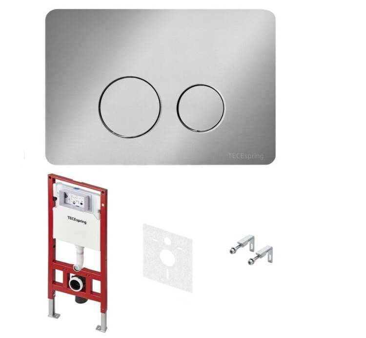 Инсталляция для унитаза TECE TeceSpring SL с клавишей сталь сатин 955302