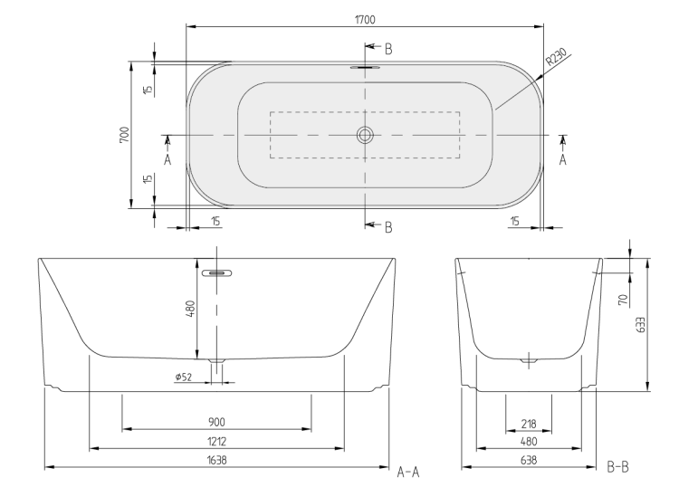 Ванна Villeroy & Boch Finion 1700x700 мм отдельностоящая цвет Stone White/золото UBQ177FIN7N300V3RW