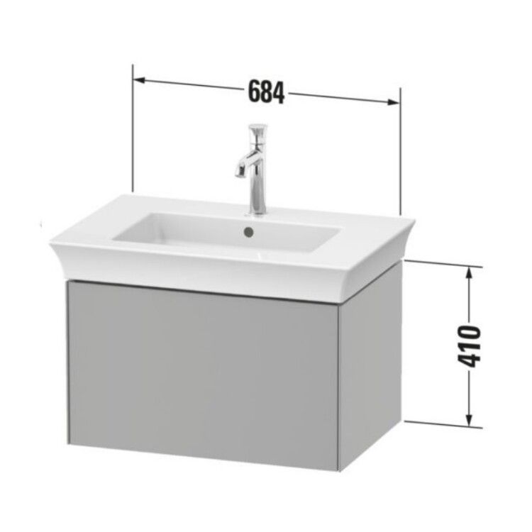 Тумба под раковину Duravit White Tulip 684x458x410 мм подвесная 1 ящик белый шелковисто-матовый/американский орех WT424107736