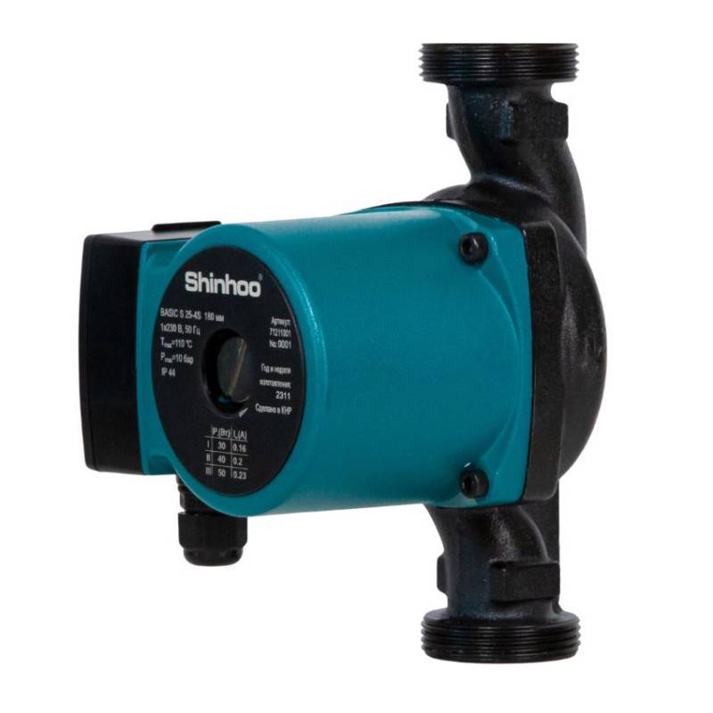 Насос циркуляционный Shinhoo BASIC S 25-8S 180 мм с гайками 71211003