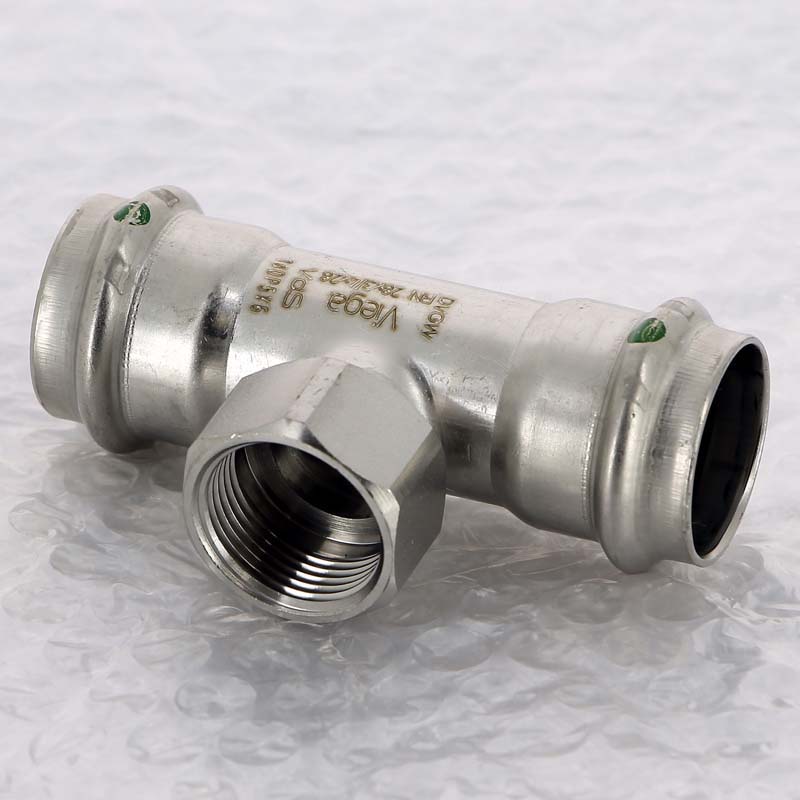 Тройник пресс Sanpress Inox Viega нержавеющая сталь 28х3/4х28 мм ВР 437206