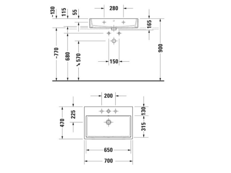 Раковина Duravit Vero Air 700x470 мм шлифованная 1 отверстие под смеситель 2350700027