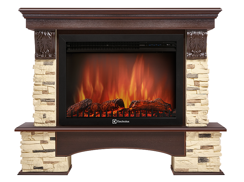 Портал для электрокамина Firelight Pietra 30S камень сланец натуральный шпон темный дуб НС-1158498