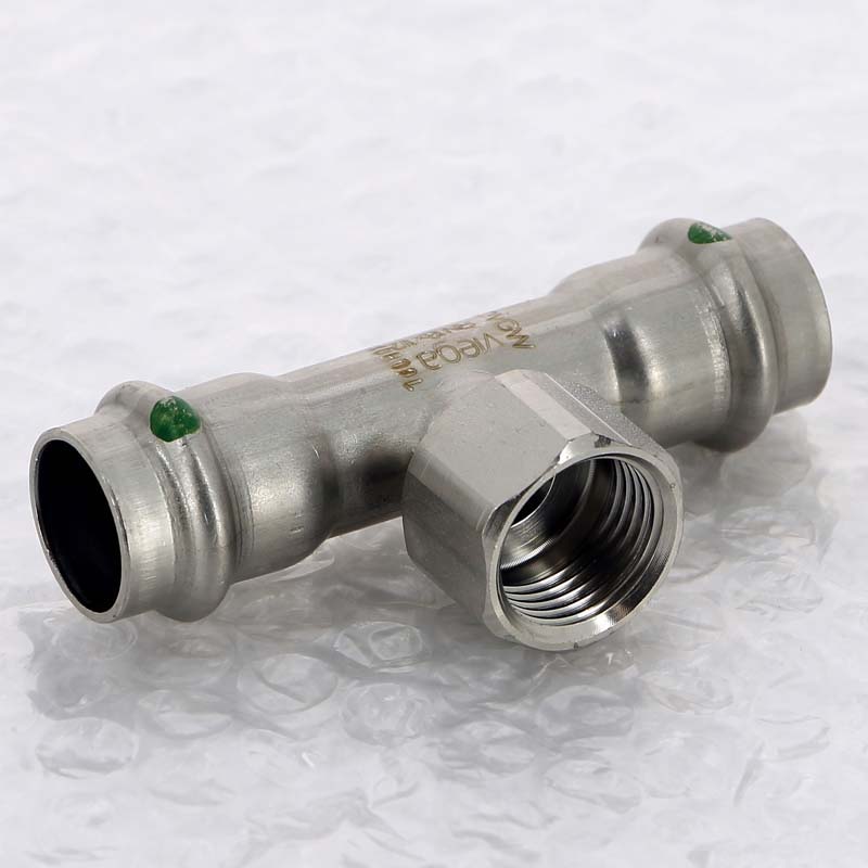 Тройник пресс Sanpress Inox Viega нержавеющая сталь 18х1/2х18 мм ВР 437152