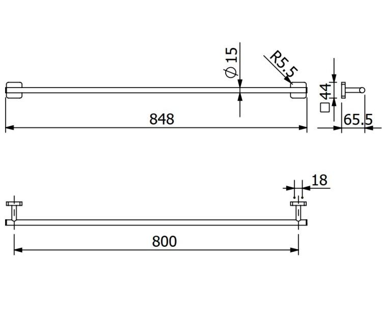 Полотенцедержатель KLUDI VELA S 848 мм хром 2596105