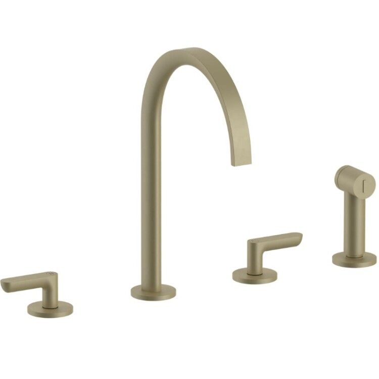 Смеситель для кухни Fantini Icona Deco двухрычажный цвет Matt British Gold PVD 53P6R151