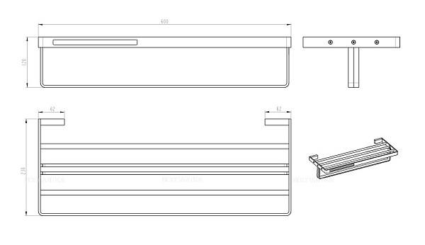 Полка для полотенец Boheme Q подвесная никель 10947-NB