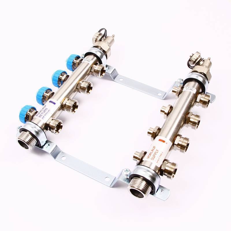 Коллекторная группа Uni-Fitt 1 x 3/4 4 выхода с балансировочными и термостатическими вентилями 456W4304