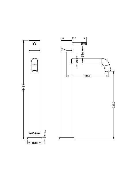 Смеситель для раковины Boheme Uno высокий shine gun metal 462-SGM