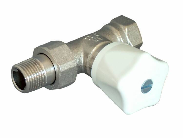 Вентиль запорный Oventrop HR проходной DN 15 1/2 ВН никелированный белый маховик 1190604