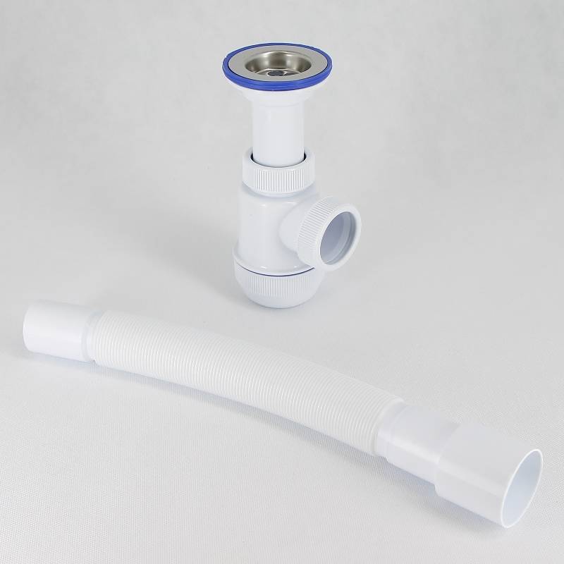 Сифон для раковины Wirquin Мини Элит 1 1/2 x 40 мм чашка 70 мм с гофротрубой 800 мм 30980676