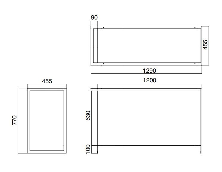 Консоль Scarabeo Solid 1290x455x770 мм напольная черный матовый 2920NROP