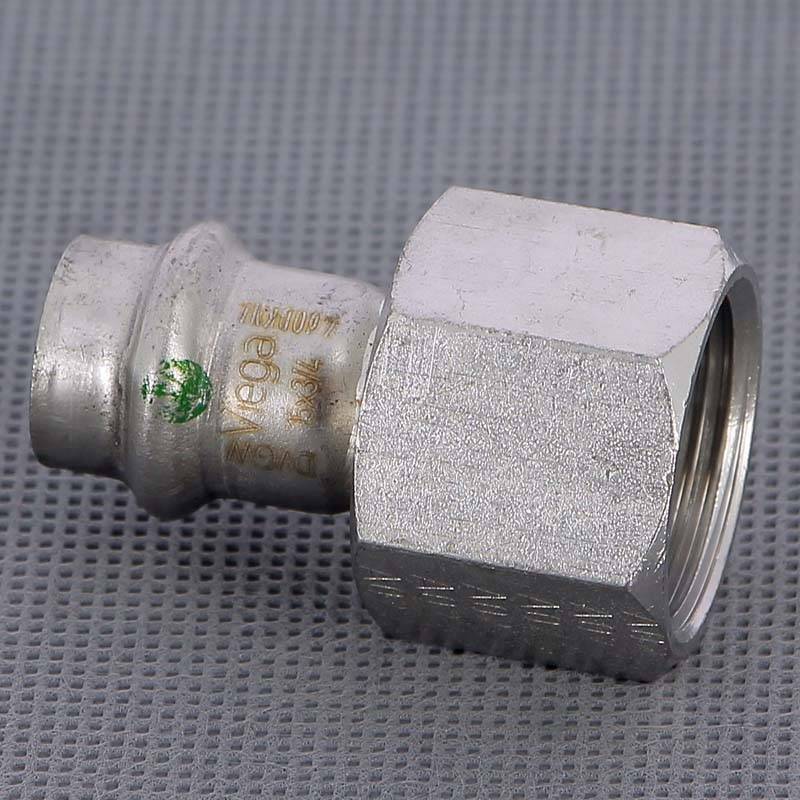 Муфта пресс с накидной гайкой Viega Sanpress Inox 15x3/4 нержавеющая сталь 437589