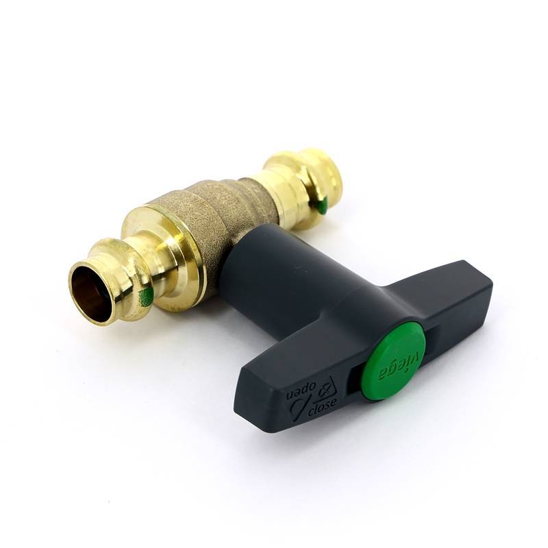 Кран шаровой Viega Easytop 15 пресс бронза SC-Contur высокая Т-образная ручка 746377