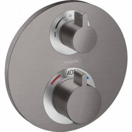 Термостат для душа Hansgrohe Ecostat S на 2 потребителя встраиваемый шлифованный черный хром 15758340