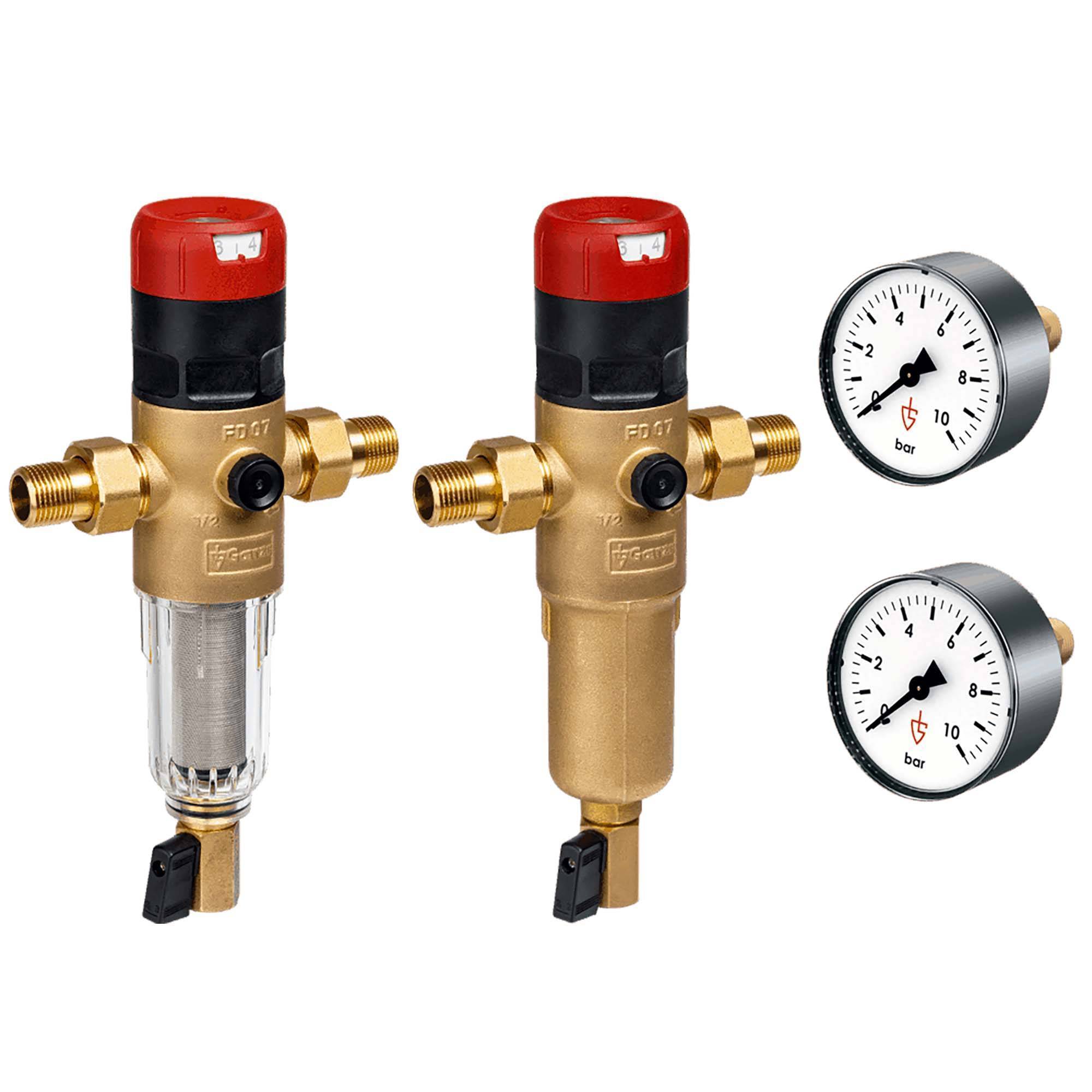 Набор: 2 фильтра с редуктором Goetze FD07-3/4 C+H и 2 манометра MA10-50 FD07-3/4C+H/MA10-50