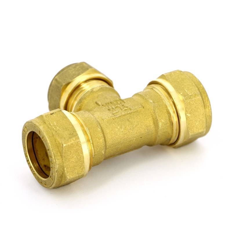 Тройник обжимной латунный Tiemme 18х15х18 мм 1100104