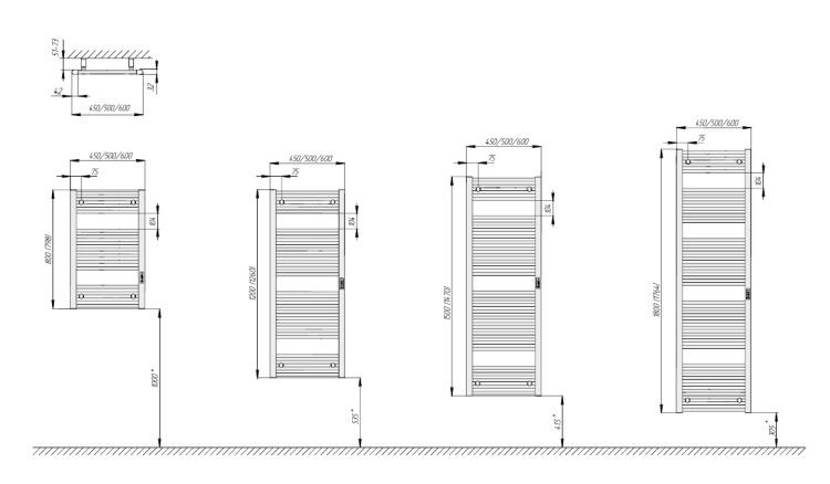 Полотенцесушитель электрический Rifar D-Line 600x1200x32 мм черный янтарь матовый DL12060BM