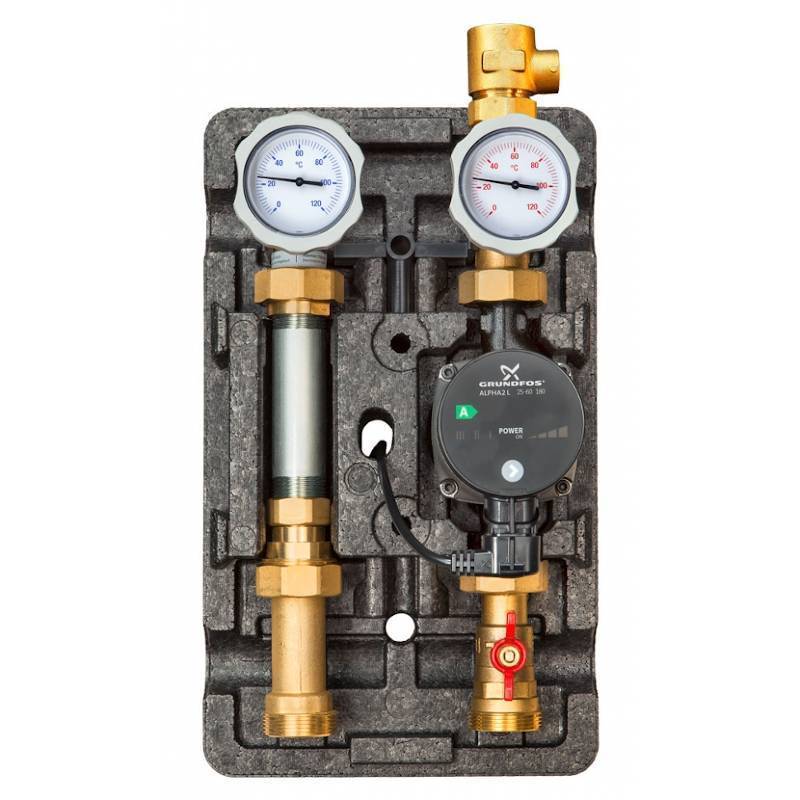 Насосно-смесительный модуль Meibes V-MK 1 1/4 подача слева с насосом Grundfos UPM3 Hybrid 32-70 M66834.36