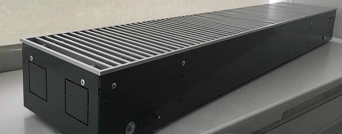 Внутрипольный конвектор ELSEN EKQ 240x110x2000 мм с принудительной конвекцией роликовая решетка алюминий EKQ2401102000MCRAL9005 RAL 9005