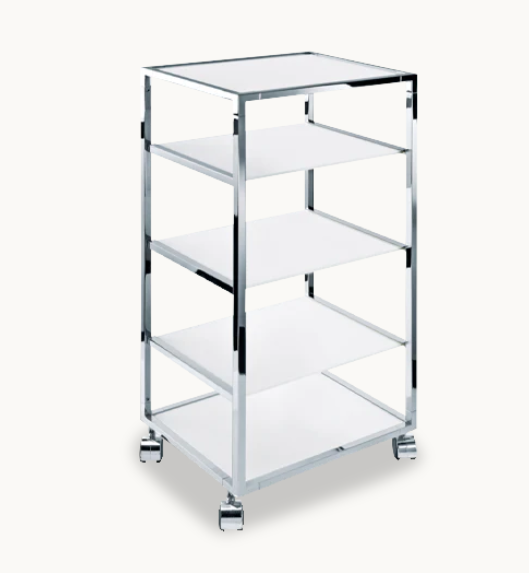 Стеллаж Decor Walther RW 2 на колесиках 380x300x800 мм стекло белое хром 0702404