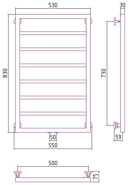 Полотенцесушитель водяной Сунержа Канцлер 500x800 мм матовый черный 31-0254-8050