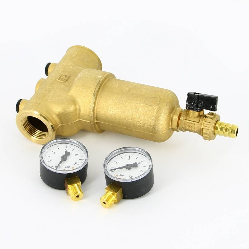 Фильтр промывной Uni-Fitt ВВ 1 со сливным краном и 2 манометрами 300 мкм 216G4030