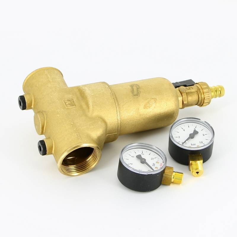 Фильтр промывной Uni-Fitt ВВ 1 1/4 со сливным краном и 2 манометрами 300 мкм 216G5030