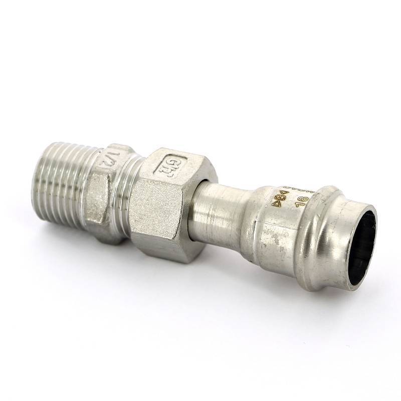 Муфта разборная IBP B-Press Inox 18 мм x 1/2 НР нержавеющая сталь PS4331G0180400