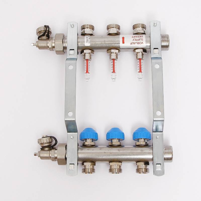 Коллекторная группа Uni-Fitt 1 x 3/4 3 выхода с расходомерами и термостатическими вентилями 455W4303
