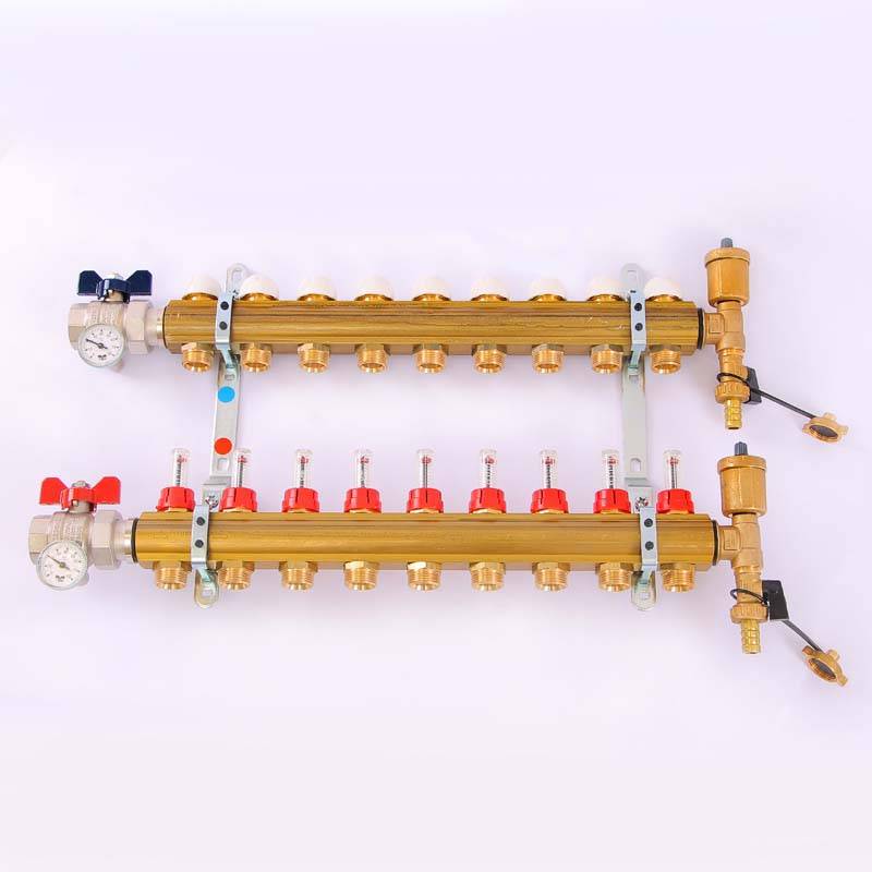 Коллекторная группа с термостатическими вентилями и расходомерами Tiemme 1x3/4 EK 9 выходов 3870009