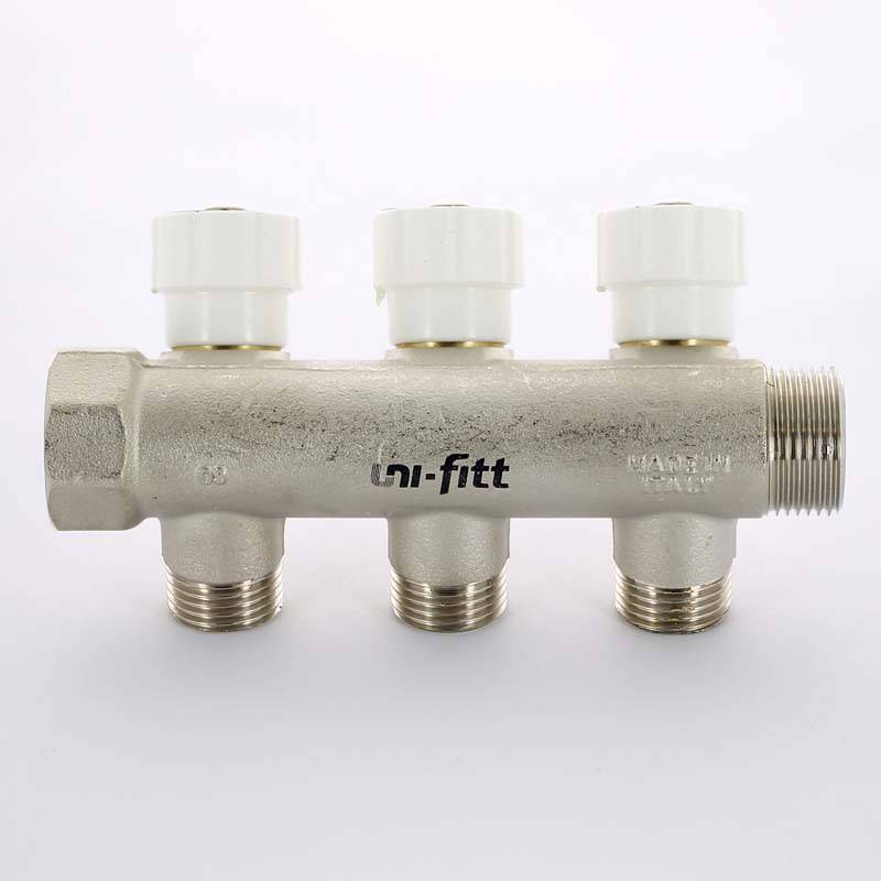 Коллектор с вентилями Uni-Fitt 3/4 3 выхода 1/2 40 мм 400N3230