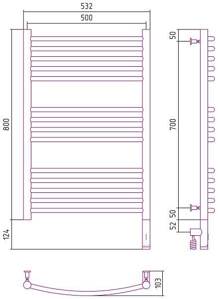 Полотенцесушитель электрический Сунержа Богема 3.0 500x800 мм правый белый 12-5803-8050