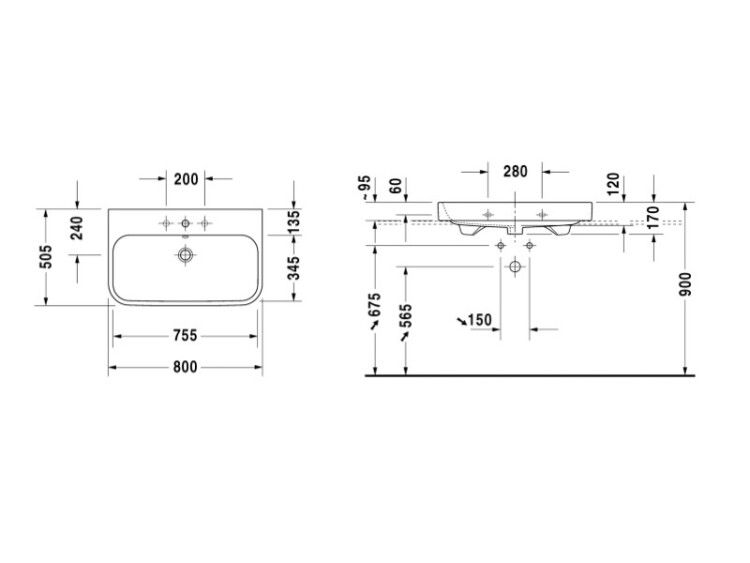 Раковина Duravit Happy D.2 800x505 мм белая 2318800027