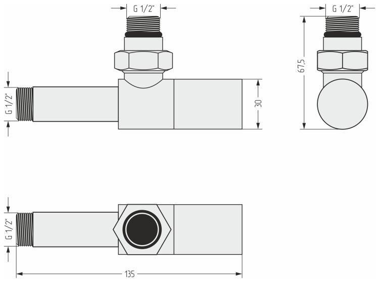Вентиль угловой Сунержа Цилиндр G 1/2 x G 1/2 золото 0314001212