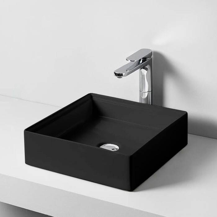 Раковина накладная Artceram Scalino 380х380х115 мм без отверстия черный матовый SCL0011700