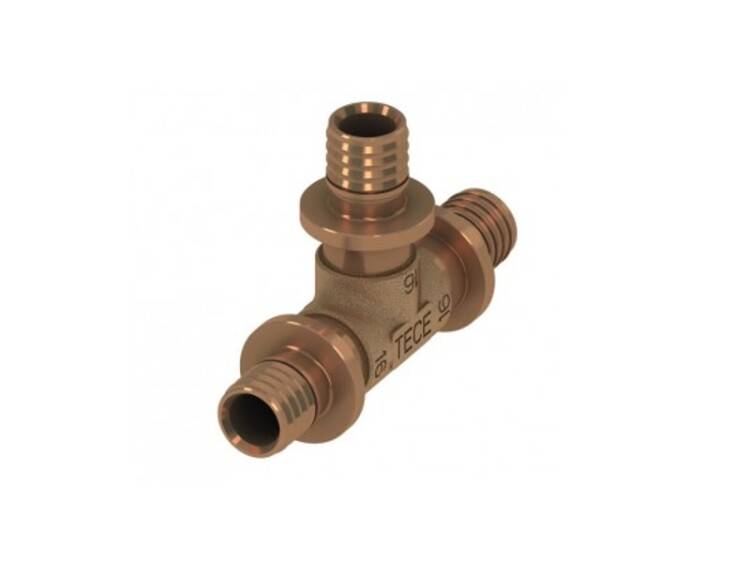 Тройник редукционный 90° TECEflex 32 x 25 x 32 мм бронза 710612