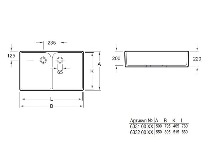 Мойка Villeroy & Boch ONovo двойная 895x550x220 мм альпийский белый 63320001