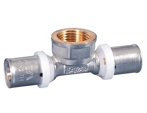 Тройник Sanha 3fit-Press 16x1/2x16 мм ВР латунь пресс PF542040404