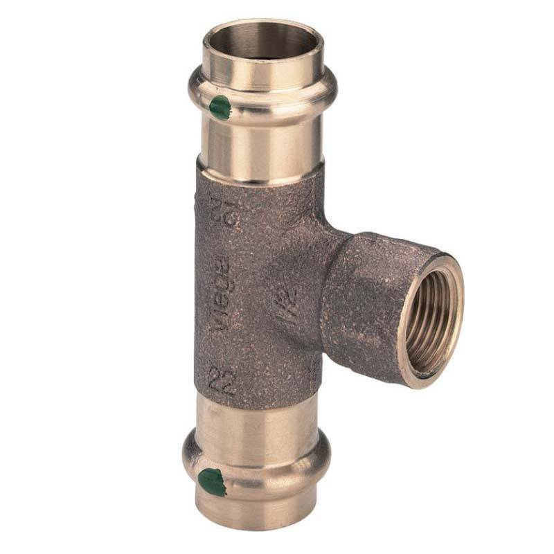 Тройник пресс-В Viega Sanpress 54х1/2х54 бронза 197353