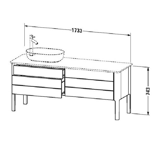 Тумба под раковину Duravit Luv 1733x570x743 мм напольная белый шелковисто-матовый LU9568R3636