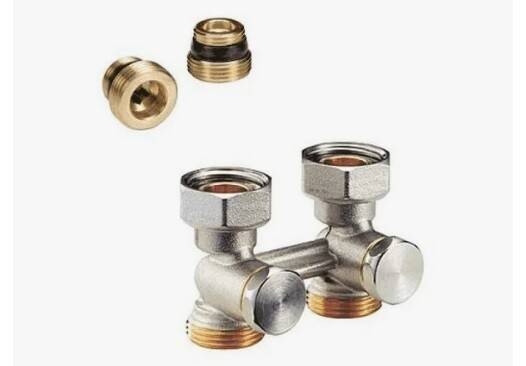 Комплект нижнего подключения Giacomini R387 1/2x3/4 прямой для двухтрубных систем R387X012