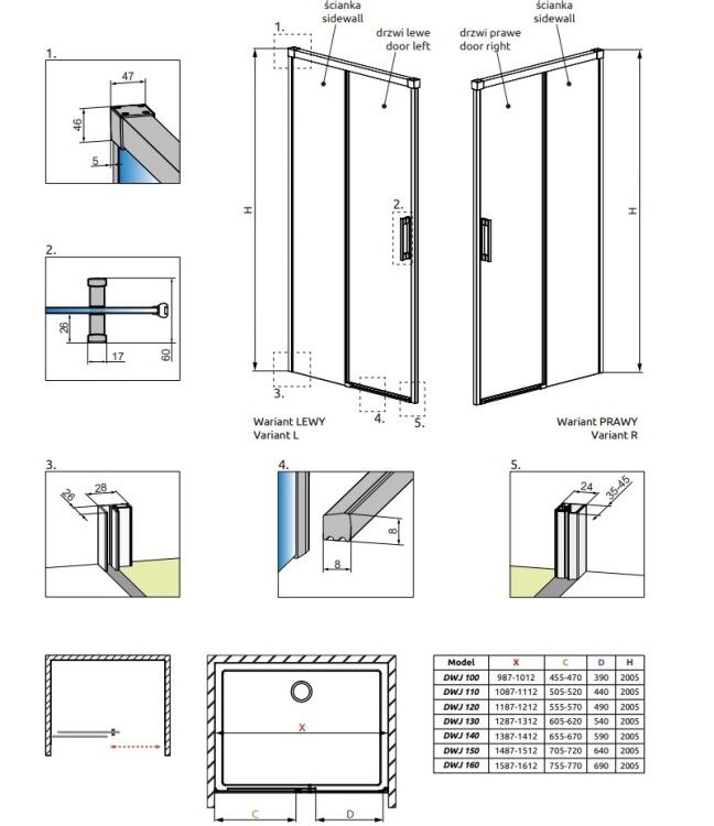 Неподвижная стенка Radaway Idea 8 503x2005 мм 10350503-01-01
