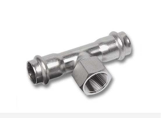 Тройник, Sanha, NiroPress AISI304L, ВПр-НР-ВПр, 22×R3/4x22, 91131G.3