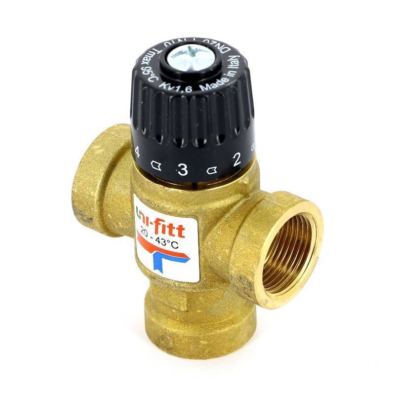 Клапан термосмесительный Uni-Fitt 3/4 20-43 °C Kvs 1.6 боковое смешение 350G0130