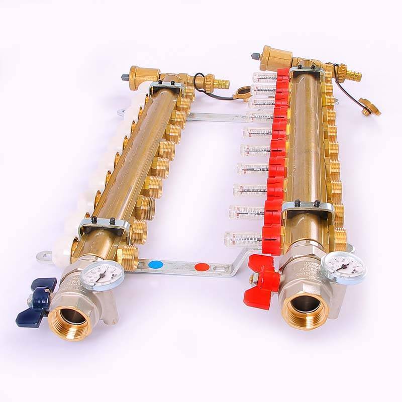 Коллекторная группа Tiemme 1 x 3/4 EK 10 выходов с расходомерами и вентилями 3870011