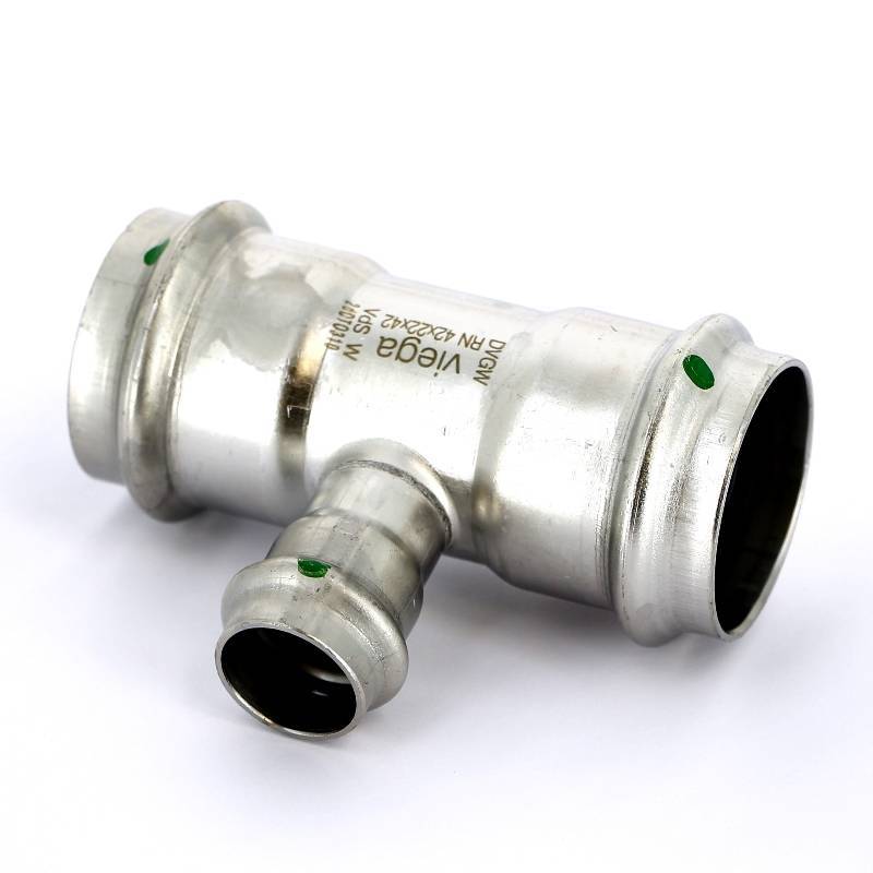 Тройник пресс Viega Sanpress Inox 42x22x42 мм нержавеющая сталь 436032