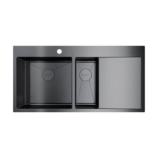 Кухонная мойка Omoikiri Akisame 100-2-GM-L нержавеющая сталь 100x51 см вороненая сталь 4973103