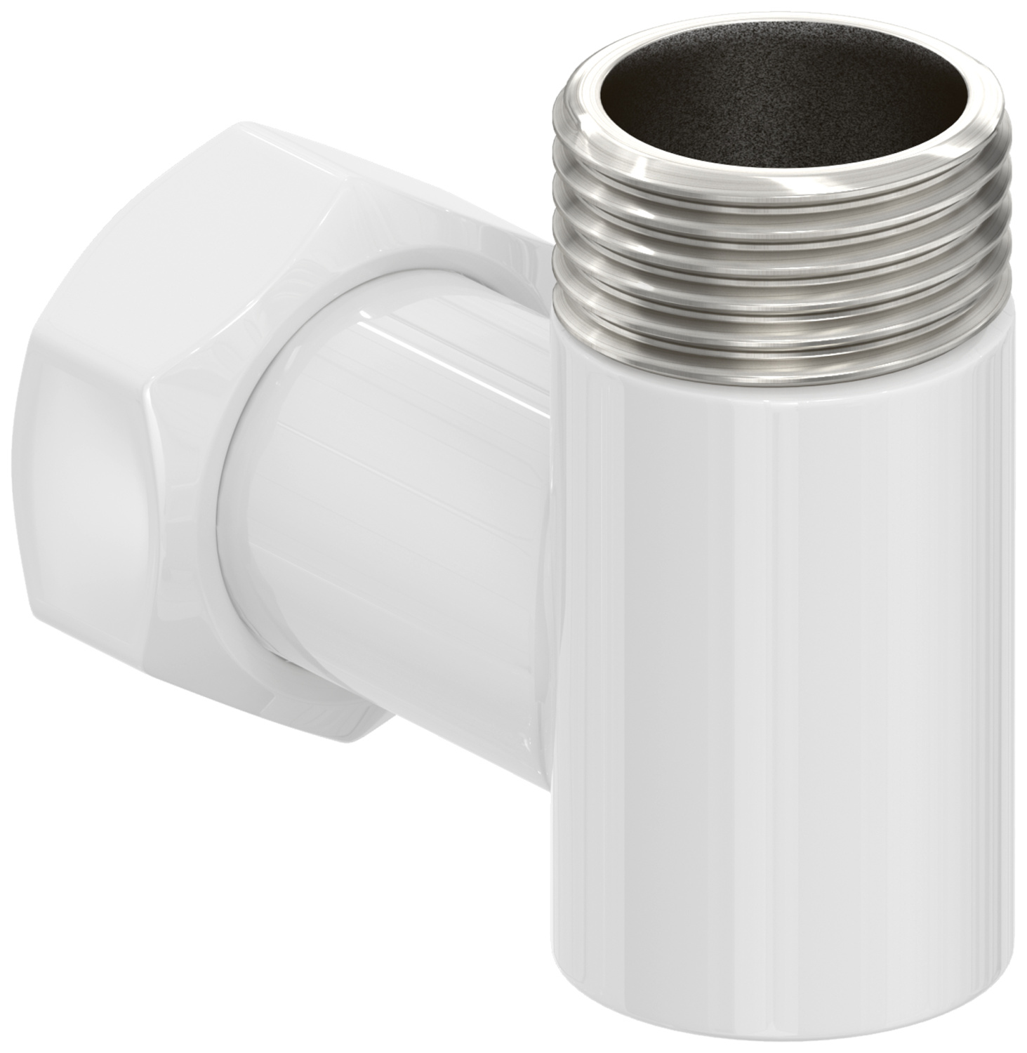 Уголок переходной Стилье G 3/4 HP - G 3/4 НГ белый глянцевый 122002-3434